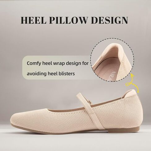 Women's Ballet Flats Square Toe Slip On Shoes Knit Dress Mary Jane Flats Woman Comfy Soft Causal Work Walking in Kuwait