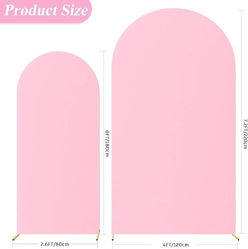 Asee'm Wedding Arch Cover Fitted Spandex Covers (7.2FT, 6FT) 2-Sided Round Top Chiara Backdrop Stand Cover Set of 2 for Party Birthday Banquet Decoration White in Kuwait