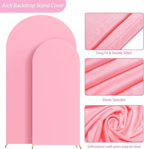 Asee'm Wedding Arch Cover Fitted Spandex Covers (7.2FT, 6FT) 2-Sided Round Top Chiara Backdrop Stand Cover Set of 2 for Party Birthday Banquet Decoration White in Kuwait