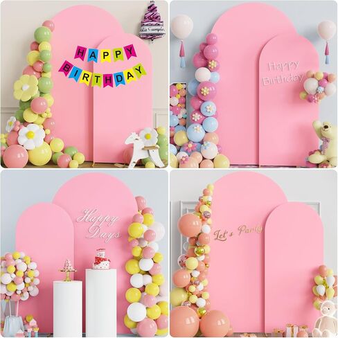 Asee'm Wedding Arch Cover Fitted Spandex Covers (7.2FT, 6FT) 2-Sided Round Top Chiara Backdrop Stand Cover Set of 2 for Party Birthday Banquet Decoration White in Kuwait