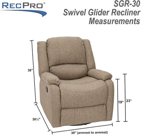 RecPro Charles Collection | 30" Swivel Glider RV Recliner | RV Living Room (Slideout) Chair | RV Furniture | Glider Chair | Oatmeal or Fossil | Cloth (2 Pack, Fossil) in Saudi Arabia