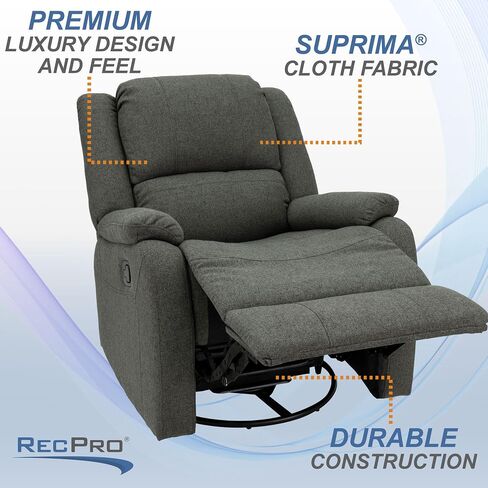 RecPro Charles Collection | 30" Swivel Glider RV Recliner | RV Living Room (Slideout) Chair | RV Furniture | Glider Chair | Oatmeal or Fossil | Cloth (2 Pack, Fossil) in Saudi Arabia