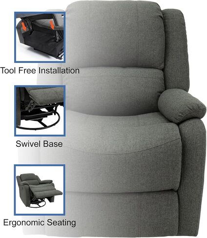 RecPro Charles Collection | 30" Swivel Glider RV Recliner | RV Living Room (Slideout) Chair | RV Furniture | Glider Chair | Oatmeal or Fossil | Cloth (2 Pack, Fossil) in Saudi Arabia