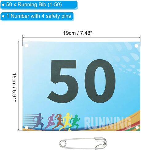 Patikil Tearproof Running Bib Bib Numbers 7 × 4 بوصة ، 1-500 أرقام منافس السباق مع دبوس أمان لممارسة دور الماراثون للمنافسة الرياضية ، متعدد الألوان in Kuwait