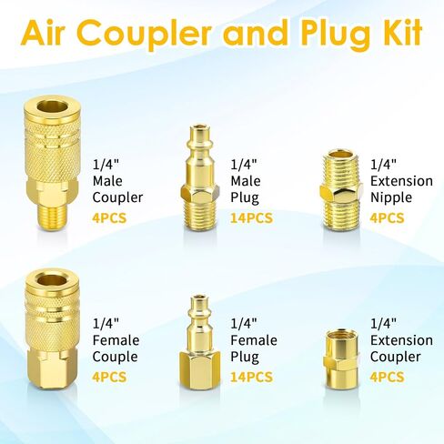 45pcs Air Coupler & Plug Kit,1/4"NPT Air Tool Fittings Set,Quick Connect Compressor Accessories Set in Saudi Arabia