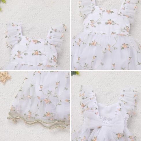 Idopip Floral مطرزة طفلة طفلة رومبير توتو فستان الأميرة تول بذلة عصابة كعكة تحطيم ملابس عيد الميلاد الأولى الزي in Saudi Arabia