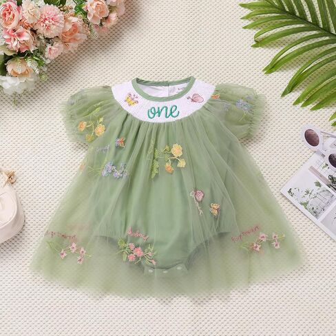 Imekis Baby Girls 1st عيد ميلاد الزي رومبير فستان الفراولة الأزهار in Saudi Arabia