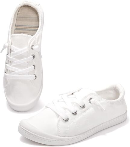 Womens Slip On Shoes, Canvas Low Top Sneakers, Casual Classic Flat Shoes | Comfort Fashion Sneaker with Non Slip Rubber Outsole, Lightweight Tennis Shoes for Walking, Shopping, Picnic, Travel in Saudi Arabia