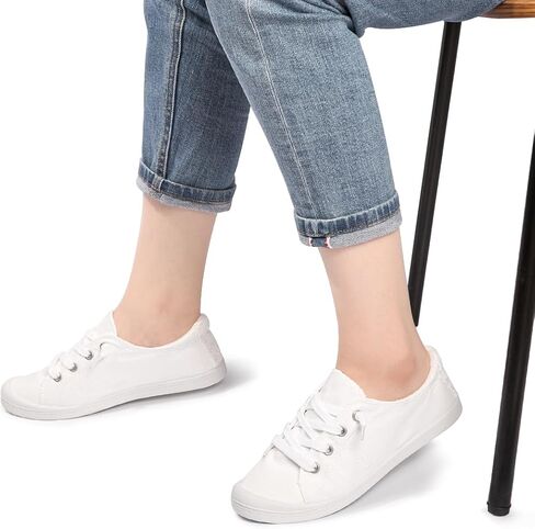 Womens Slip On Shoes, Canvas Low Top Sneakers, Casual Classic Flat Shoes | Comfort Fashion Sneaker with Non Slip Rubber Outsole, Lightweight Tennis Shoes for Walking, Shopping, Picnic, Travel in Saudi Arabia