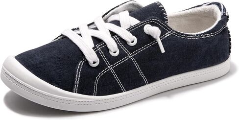 Womens Slip On Shoes, Canvas Low Top Sneakers, Casual Classic Flat Shoes | Comfort Fashion Sneaker with Non Slip Rubber Outsole, Lightweight Tennis Shoes for Walking, Shopping, Picnic, Travel in Saudi Arabia