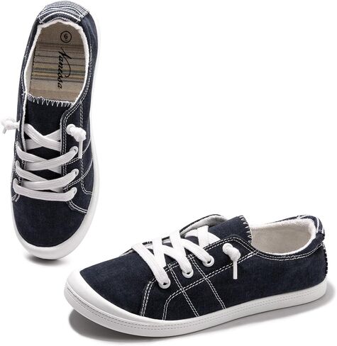 Womens Slip On Shoes, Canvas Low Top Sneakers, Casual Classic Flat Shoes | Comfort Fashion Sneaker with Non Slip Rubber Outsole, Lightweight Tennis Shoes for Walking, Shopping, Picnic, Travel in Saudi Arabia