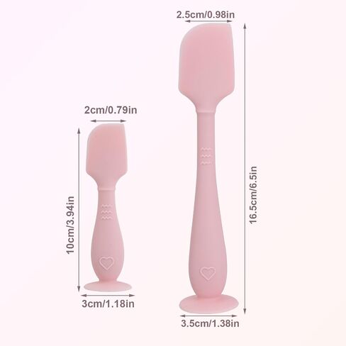 2pcs ملعقة كريم حفاضات الطفل مع علبة سفر ، أحجام 2 sister silicone silicone بعقب اللصق طفل حفاضات الطفل فرشاة ملعقة ملعقة للثني (الوردي) (الوردي) in Saudi Arabia