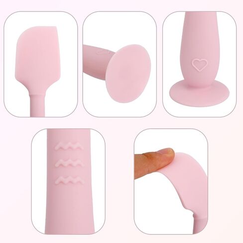 2pcs ملعقة كريم حفاضات الطفل مع علبة سفر ، أحجام 2 sister silicone silicone بعقب اللصق طفل حفاضات الطفل فرشاة ملعقة ملعقة للثني (الوردي) (الوردي) in Saudi Arabia