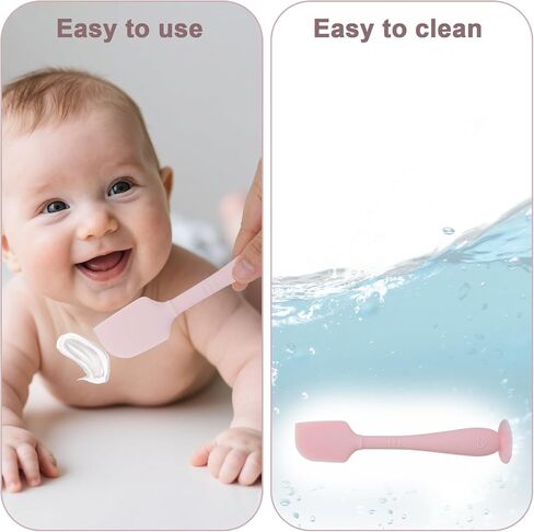 2pcs ملعقة كريم حفاضات الطفل مع علبة سفر ، أحجام 2 sister silicone silicone بعقب اللصق طفل حفاضات الطفل فرشاة ملعقة ملعقة للثني (الوردي) (الوردي) in Saudi Arabia