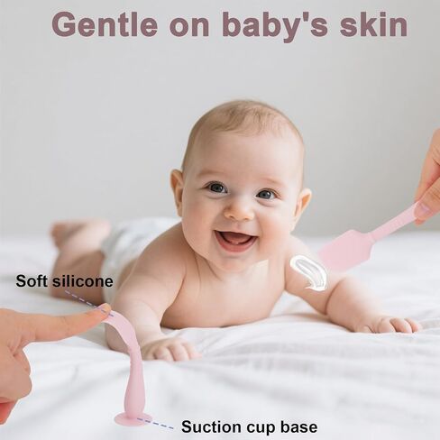 2pcs ملعقة كريم حفاضات الطفل مع علبة سفر ، أحجام 2 sister silicone silicone بعقب اللصق طفل حفاضات الطفل فرشاة ملعقة ملعقة للثني (الوردي) (الوردي) in Saudi Arabia