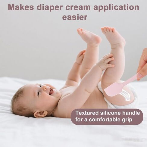 2pcs ملعقة كريم حفاضات الطفل مع علبة سفر ، أحجام 2 sister silicone silicone بعقب اللصق طفل حفاضات الطفل فرشاة ملعقة ملعقة للثني (الوردي) (الوردي) in Saudi Arabia