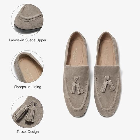 Beau Today Suede Tassel Laiders for Women ، تنزلق على أحذية شقق مريحة ، وخفيفة الوزن للسيدات المتوازيات ، اللباس ، والأعمال التجارية غير الرسمية القيادة in Saudi Arabia