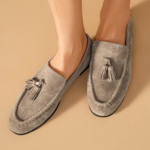 Beau Today Suede Tassel Laiders for Women ، تنزلق على أحذية شقق مريحة ، وخفيفة الوزن للسيدات المتوازيات ، اللباس ، والأعمال التجارية غير الرسمية القيادة in Saudi Arabia