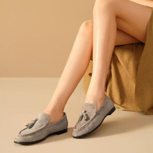 Beau Today Suede Tassel Laiders for Women ، تنزلق على أحذية شقق مريحة ، وخفيفة الوزن للسيدات المتوازيات ، اللباس ، والأعمال التجارية غير الرسمية القيادة in Saudi Arabia