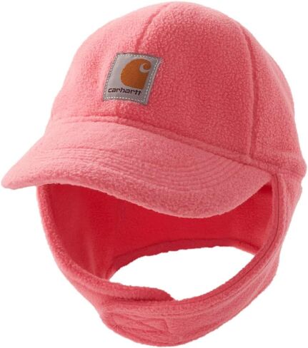 Carhartt Kid's CB8987 Fleece Five-Panel Earflap Trapper Hat - Toddler One Size Fits All (US, Age, 2 Years, Pink Lemonade) in Saudi Arabia