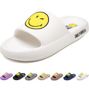 SmileyWorld Cloud Slides for Women and Men Smile Face Pillow Slippers with Arch Support Non Slip Quick Drying Shower Shoes EVA Flat Sandals in Saudi Arabia