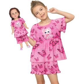 LQSZ Matching Girls & Doll Pajamas Set for Toddler Girls Short Sleeves Cute Outfit Sleepwear in Saudi Arabia