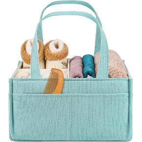 Baby Diaper Caddy Organizer - Portable Nursery Storage Basket for Newborn Essentials, Foldable Diaper Bag Organizer for Baby Shower Gifts and Registry Must-Haves, Car Organizer with Dividers (Blue) in Saudi Arabia