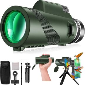Monocular-Telescope 80x100 High Powered Monoculars High Definition for Adults High Powered with Smartphone Adapter Telescope Hunting Wildlife Bird Watching Travel Camping Hiking-Green in Kuwait