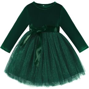 U·nikaka Baby Girls Velvet Long Sleeve Toddler Flower Girls Dress Fall Winter Tutu Birthday Tea Party Tulle Princess Dresses in Saudi Arabia
