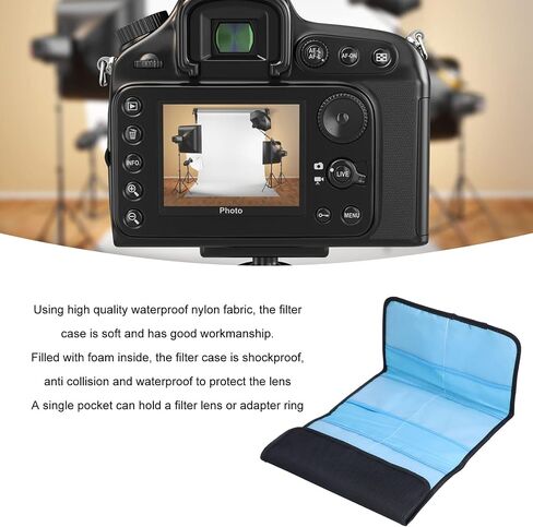 Filter Case, Foldable 6 Pockets Camera Lens Filter Bag, Nylon Lens Filter Storage Pouch, Filter Wallet Case, Adapter Ring Holder Photography Filter Carrier Bag in Saudi Arabia
