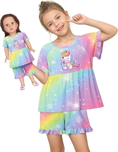 LQSZ مطابقة الفتيات و Doll Pajamas مجموعة للطفل الفتيات القصيرة in Saudi Arabia