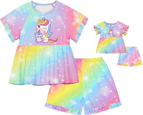 LQSZ مطابقة الفتيات و Doll Pajamas مجموعة للطفل الفتيات القصيرة in Saudi Arabia