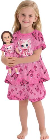 LQSZ Matching Girls & Doll Pajamas Set for Toddler Girls Short Sleeves Cute Outfit Sleepwear in Saudi Arabia