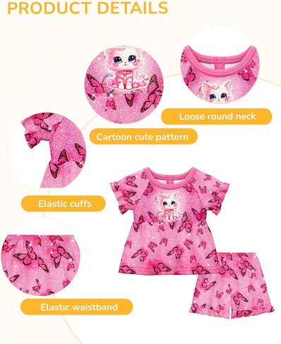 LQSZ Matching Girls & Doll Pajamas Set for Toddler Girls Short Sleeves Cute Outfit Sleepwear in Saudi Arabia