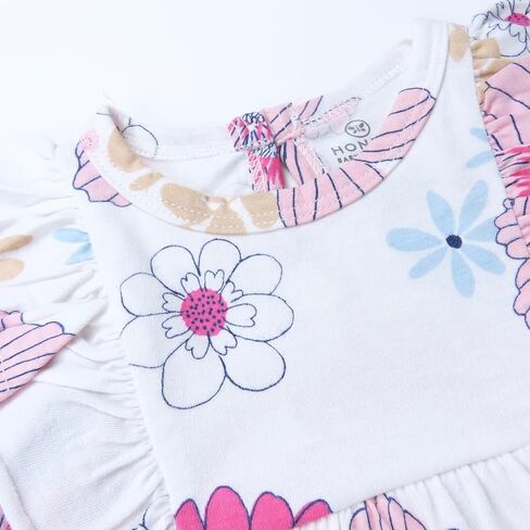 HonestBaby Ruffle Shoulder Bubble Dress 100% Organic Cotton for Infant Baby Girls in Saudi Arabia