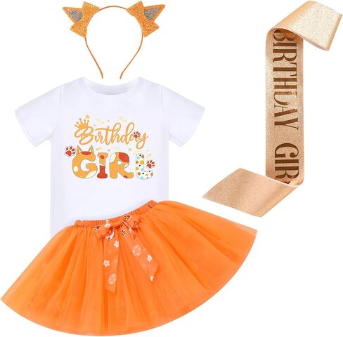 Obeeii Blue Birthday Girl Girl Thirt + Ears Beadband + Tutu Skirt Smoop Smash Smash Smash Photoft in Kuwait