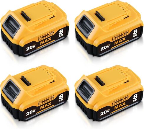 DCB200 8.0AH متوافق مع DEWALT 20V MAX بطارية DCB200 DCB201 DCB180 DCB203 DCB204 DCB206 DCD/DCF/DCG Series الأدوات اللاسلكية مع مؤشر LED 2Pack in Kuwait