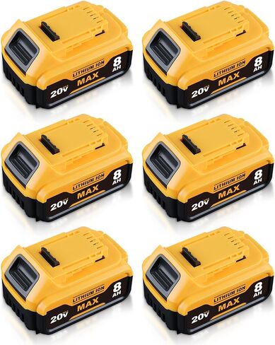 DCB200 8.0AH متوافق مع DEWALT 20V MAX بطارية DCB200 DCB201 DCB180 DCB203 DCB204 DCB206 DCD/DCF/DCG Series الأدوات اللاسلكية مع مؤشر LED 2Pack in Kuwait