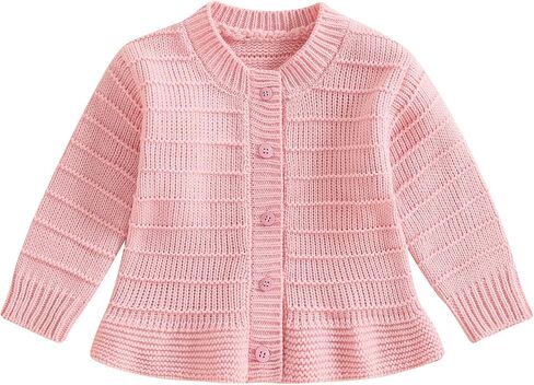 Toddler Girl Ruffle Sweater Cardigan Infant Baby Fall Clothes Winter Warm Long Sleeve Button Up Knitted Jacket Outwear in Saudi Arabia