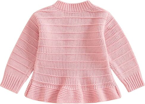 Toddler Girl Ruffle Sweater Cardigan Infant Baby Fall Clothes Winter Warm Long Sleeve Button Up Knitted Jacket Outwear in Saudi Arabia