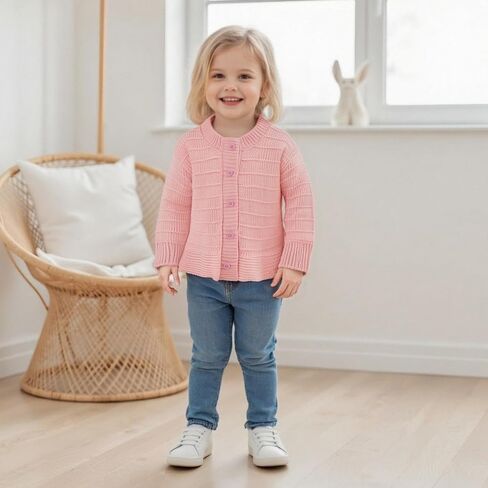 Toddler Girl Ruffle Sweater Cardigan Infant Baby Fall Clothes Winter Warm Long Sleeve Button Up Knitted Jacket Outwear in Saudi Arabia