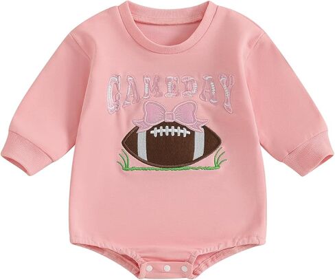 Baby Girl Football Outfit Infant Bubble Romper Sweatshirt Newborn Onesie Cute Long Sleeve Fall Clothes Clothes in Saudi Arabia