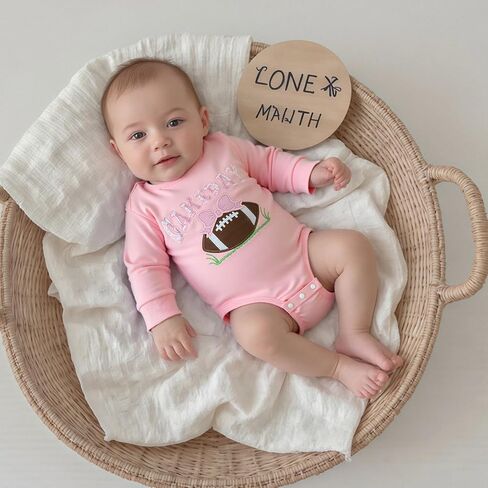 Baby Girl Football Outfit Infant Bubble Romper Sweatshirt Newborn Onesie Cute Long Sleeve Fall Clothes Clothes in Saudi Arabia