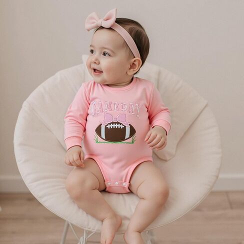 Baby Girl Football Outfit Infant Bubble Romper Sweatshirt Newborn Onesie Cute Long Sleeve Fall Clothes Clothes in Saudi Arabia