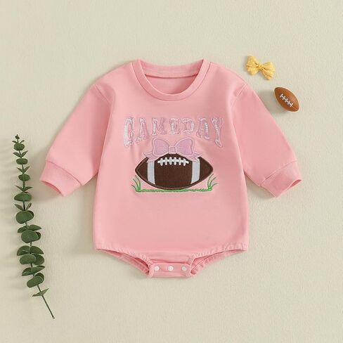 Baby Girl Football Outfit Infant Bubble Romper Sweatshirt Newborn Onesie Cute Long Sleeve Fall Clothes Clothes in Saudi Arabia