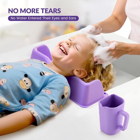 Hair Washing Station for Kids, Portable Silicone Hair Washing Basin for Sink & Bathtub, Tear-Free Shampoo Bowl with Rinse Cup,Make Wash Day Much Easier in Kuwait
