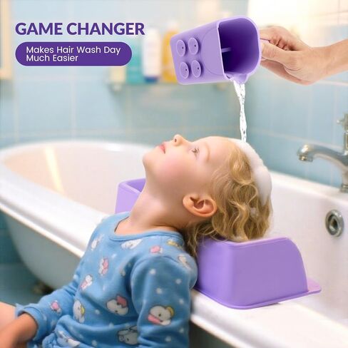 Hair Washing Station for Kids, Portable Silicone Hair Washing Basin for Sink & Bathtub, Tear-Free Shampoo Bowl with Rinse Cup,Make Wash Day Much Easier in Kuwait