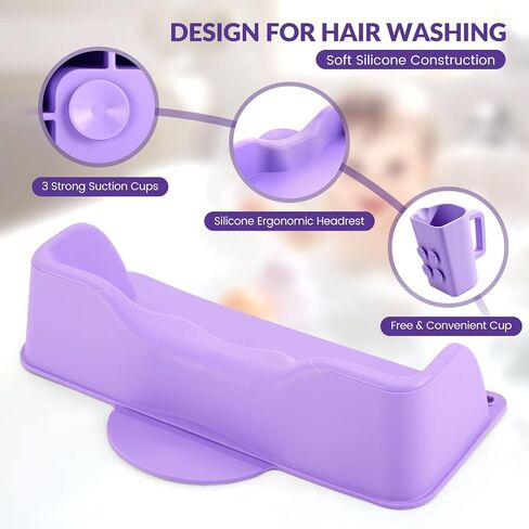 Hair Washing Station for Kids, Portable Silicone Hair Washing Basin for Sink & Bathtub, Tear-Free Shampoo Bowl with Rinse Cup,Make Wash Day Much Easier in Kuwait