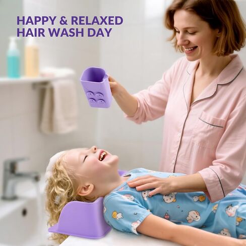 Hair Washing Station for Kids, Portable Silicone Hair Washing Basin for Sink & Bathtub, Tear-Free Shampoo Bowl with Rinse Cup,Make Wash Day Much Easier in Kuwait
