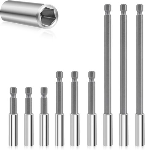 Drill Bit Holder 2.4/3/6’’, Drill Bit Extension 9 Pcs, Magnetic Bit Holder 1/4’’ Hex, Drill Extension Bit Holder CR-V Steel Quick Change for Screwdriver Bit Nut Drills Socket by XIOGZAXI in Kuwait